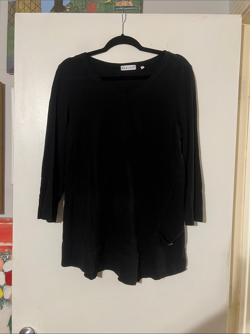 Habitat black 100% cotton long sleeve tee. Asymmetrical hem.
